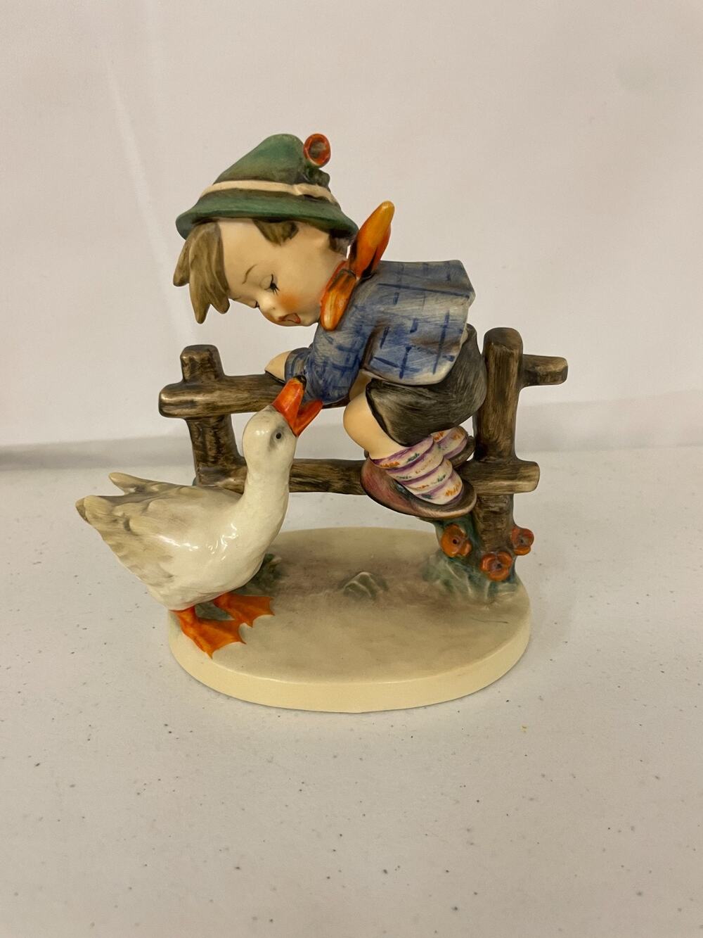 Goebel Hummel Barnyard Hero #152/1 Boy on Fence with Goose Figurine Germany VTG